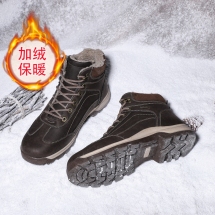 加绒棉鞋 户外鞋高帮休闲鞋保暖登山鞋男士冬季雪地靴 大码