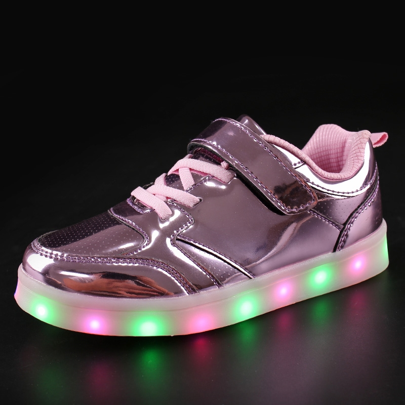 儿童皮面灯鞋可充电11种灯色