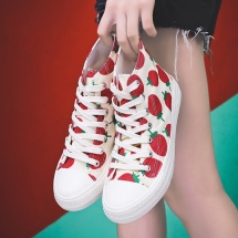 达星鞋业春季小白鞋草莓高帮帆布鞋 学生鞋