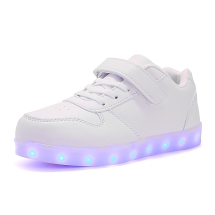 龙翔 童鞋低帮灯鞋LED发光鞋小白鞋板鞋皮面批49