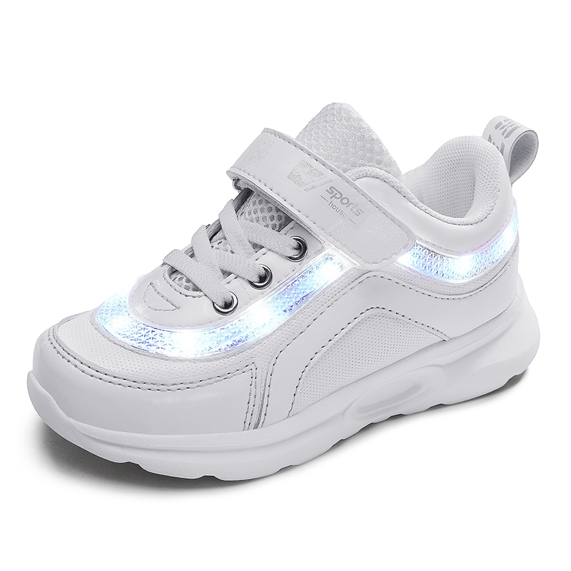 新款儿童灯鞋男女童LED充电发光休闲运动鞋防滑宝宝童鞋