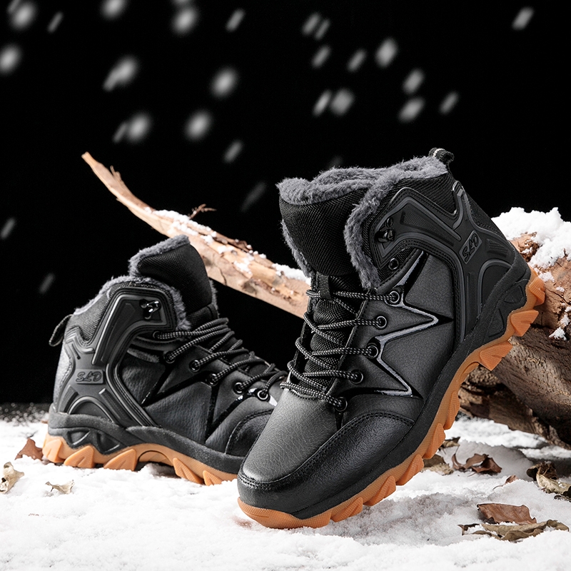 冬季新款高帮皮棉鞋加绒户外登山鞋东北雪地靴大码