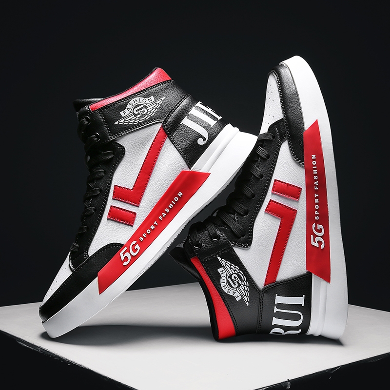 新款时尚潮流高帮板鞋 带视频