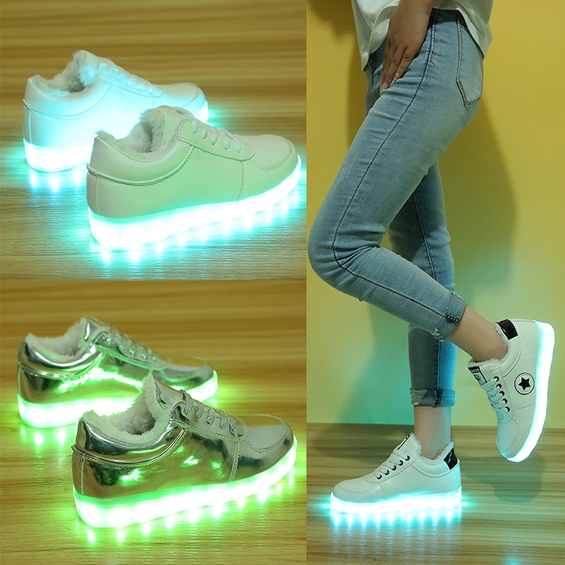2019新款网布发光鞋带视频单鞋童鞋7彩发光鞋USB充电灯