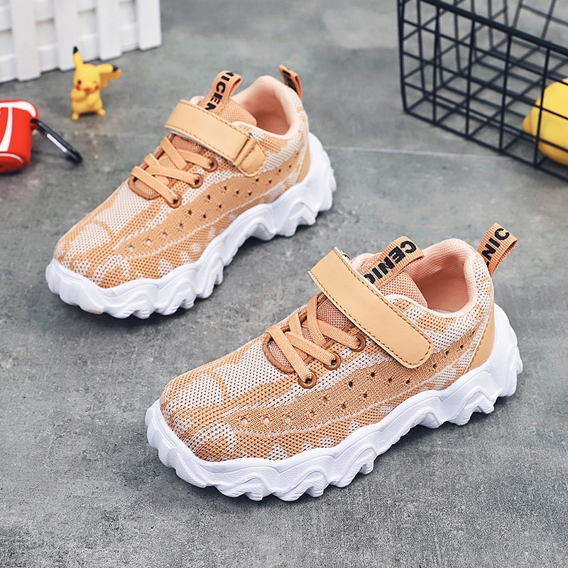 1111飞织轻便透气童鞋三色黑白.冰蓝.橙色