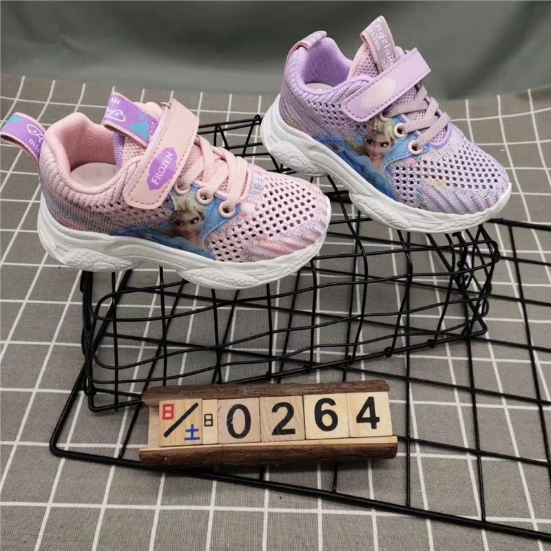 2020新款冰雪奇缘公主飞织中童休闲运动鞋透气舒适飞织童鞋