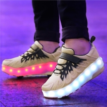 立体火焰网面轮滑暴走鞋充电LED灯鞋12种爆闪模式