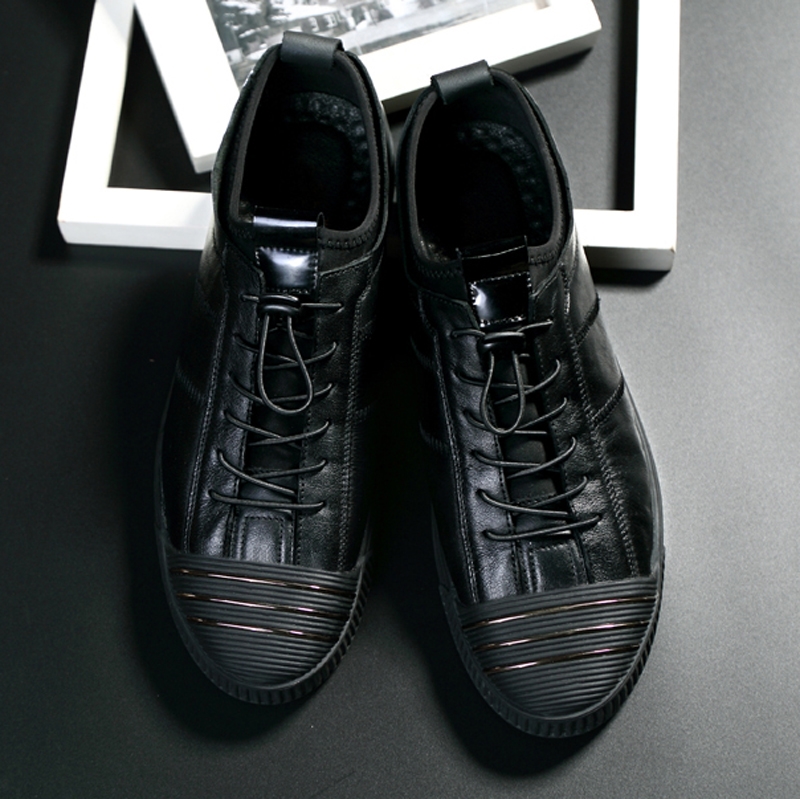 男士头层皮休闲板鞋38-44#皮鞋码,黑色,一件代发
