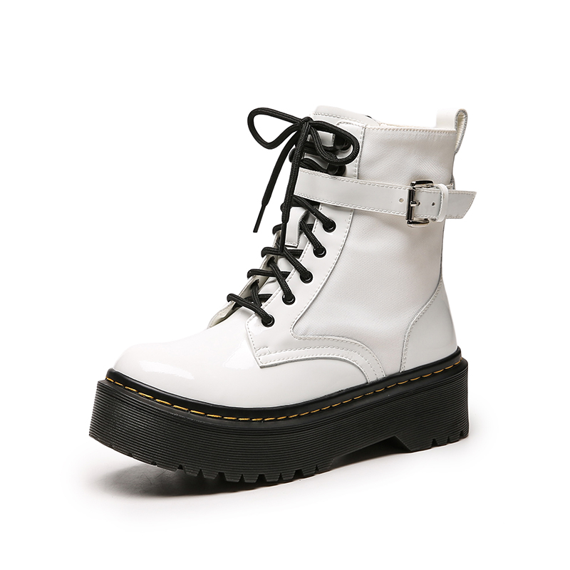 旭阳鞋业-1468-1，跨境真皮高帮马丁靴 女厚底工装潮鞋