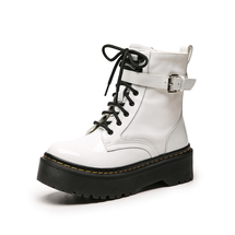 旭阳鞋业-1468-1，跨境真皮高帮马丁靴 女厚底工装潮鞋