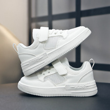 浩利隆2401春季新款男女童网面加皮面低帮板鞋户外小白鞋