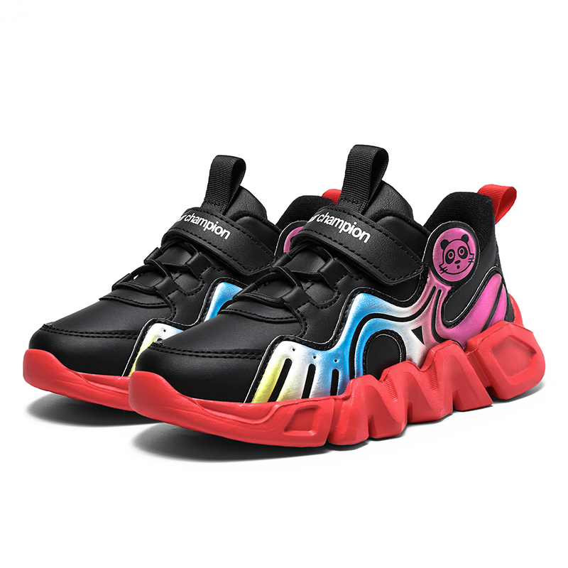 083秋冬薄二棉皮面儿童户外泡面ins走秀男女童鞋28-39黄色黑红黑橘