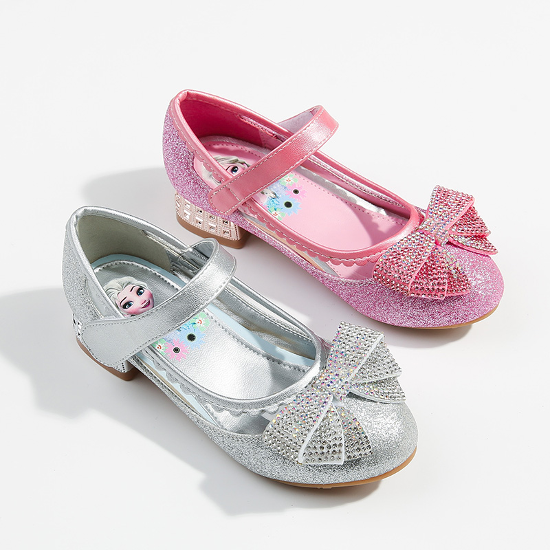 水晶鞋2020新款女童单鞋粗跟冰雪奇缘公主鞋艾丽沙图案跳舞童鞋