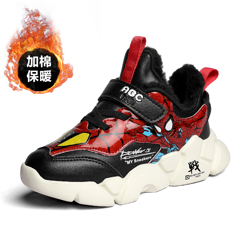 带灯棉鞋秋冬新款男童蜘蛛侠老爹儿童运动鞋小童时尚保暖休闲鞋大棉