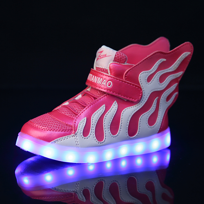  火焰灯鞋儿童翅膀灯鞋USB充电童鞋儿童发光鞋亮灯鞋