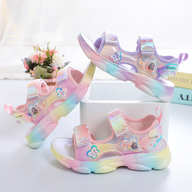 蝴蝶女童彩虹高端软垫软底前后魔术贴凉鞋27-38码