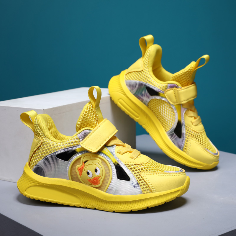 汤妮3102爆款夏季透气童鞋漂亮小黄鸭跨境透网运动鞋板鞋