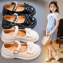  跨境女童珠珠公主单鞋27-37米色黑色