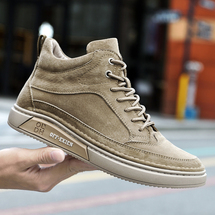新款中帮男鞋 头层猪皮  颜色  卡其   驼色 