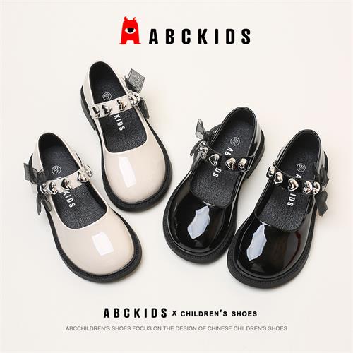 Abckids新款春秋女童鞋公主皮鞋款玛丽珍黑色单鞋宝宝小香