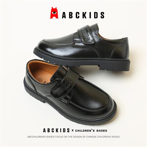 Abckids女童黑色皮鞋儿童公主单鞋礼服鞋超软法式英伦学生