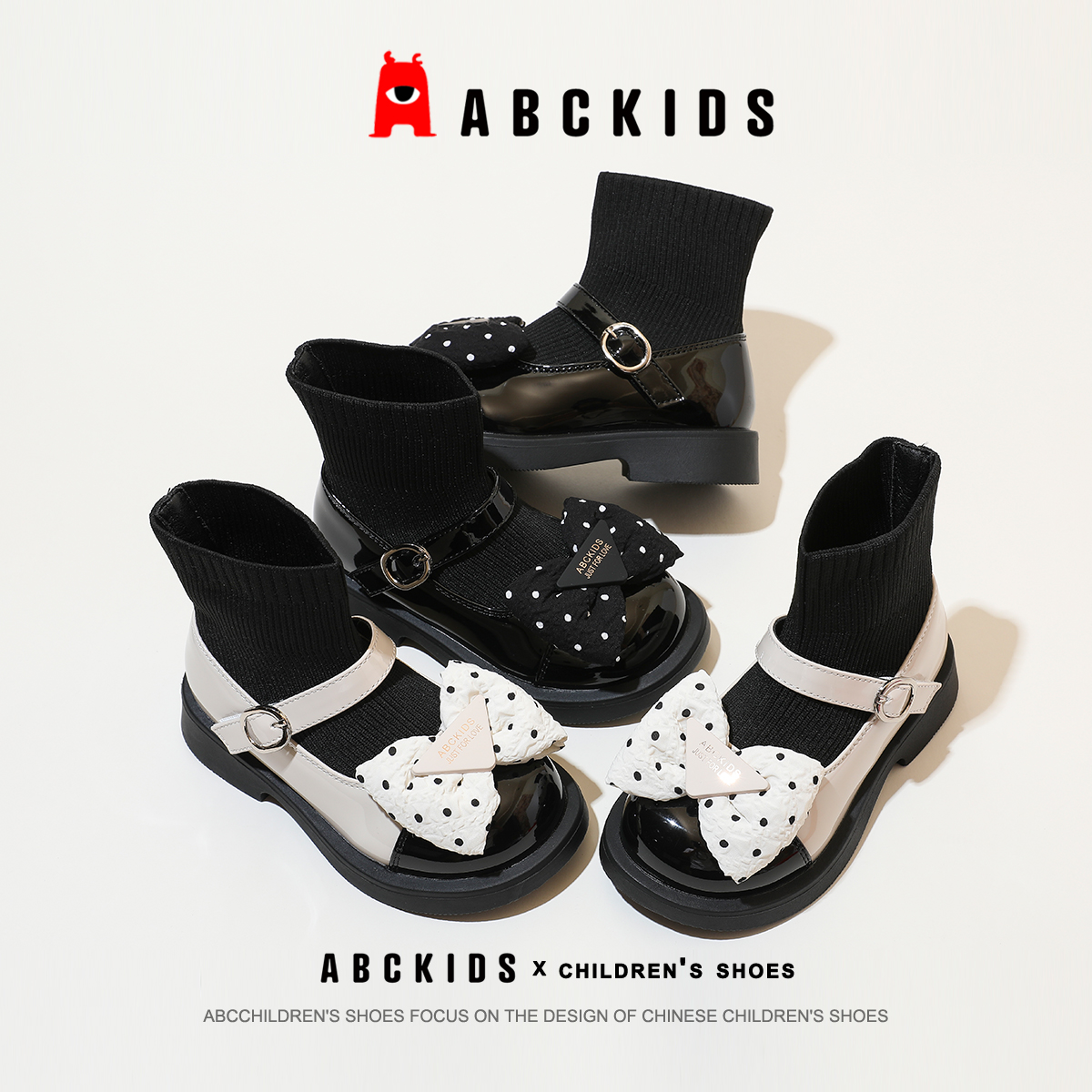 Abckids童鞋女童袜靴透气小女孩短靴2022春秋款儿童走