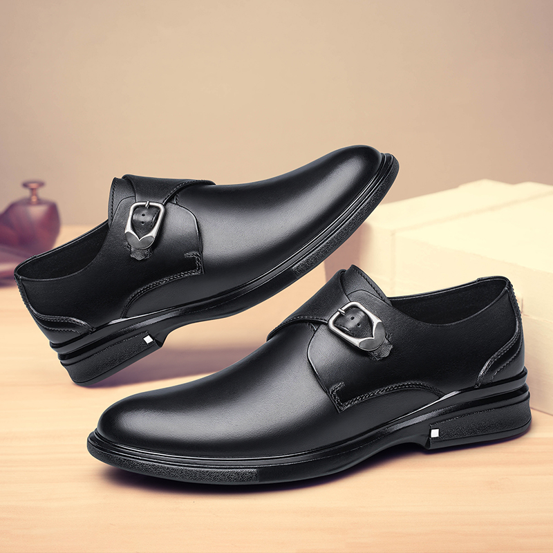 XSG2395 商务皮鞋38-48批130  黑色单鞋  黑