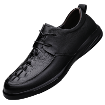XS0079头层牛皮休闲鳄鱼纹皮鞋38-44,黑色套件，黑色