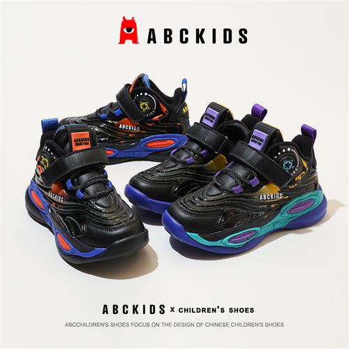 Abckids童鞋男童运动鞋冬季男孩加绒保暖篮球鞋学生舒适跑