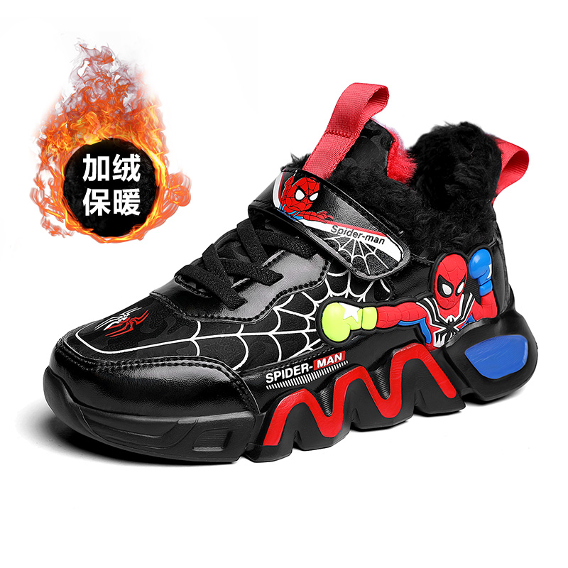 蜘蛛4-12岁冬季儿童女童运动鞋鞋防滑韩版软底儿童休闲鞋