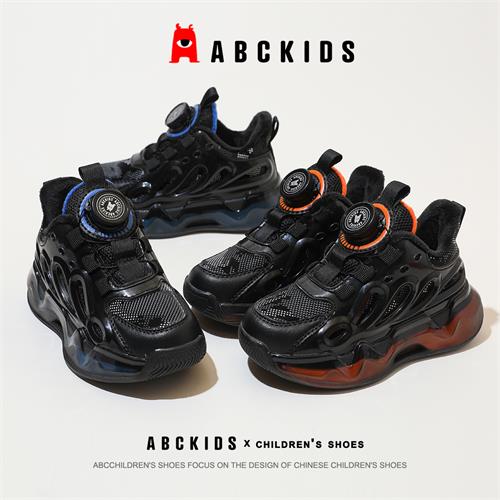 Abckids童鞋冬季男童加绒二棉鞋学生保暖运动鞋子防滑户外
