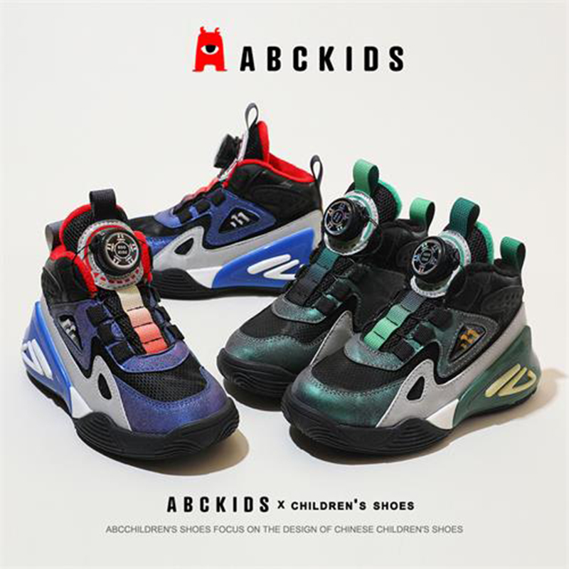 Abckids童鞋学生版冬季男童篮球鞋加绒保暖防寒男孩跑步鞋