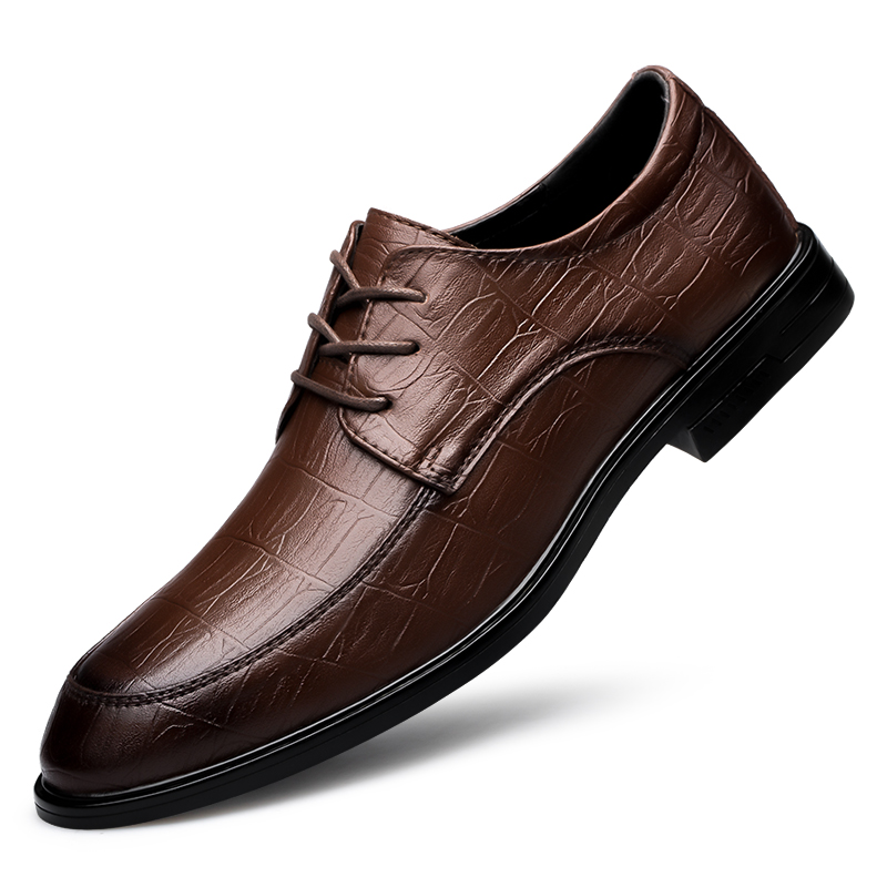 PS9637商务休闲皮鞋，批90元，37-45黑色压花，棕色