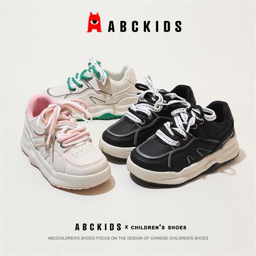Abckids童鞋冬季加绒童鞋男女童二棉鞋加绒保暖运动鞋儿童