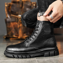 锐友6263马丁靴男鞋拉链款时尚休闲皮靴38-44P85