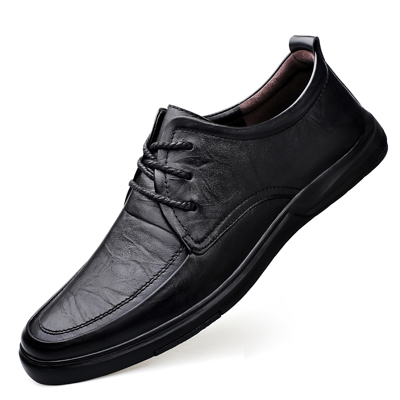 CX2258头层牛皮休闲皮鞋37-47批105,黑色单鞋,黑