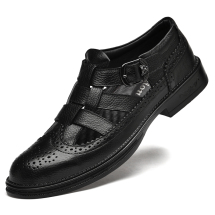 XJ9232新款 真皮凉鞋38-44码拿货价135 黑色 ，