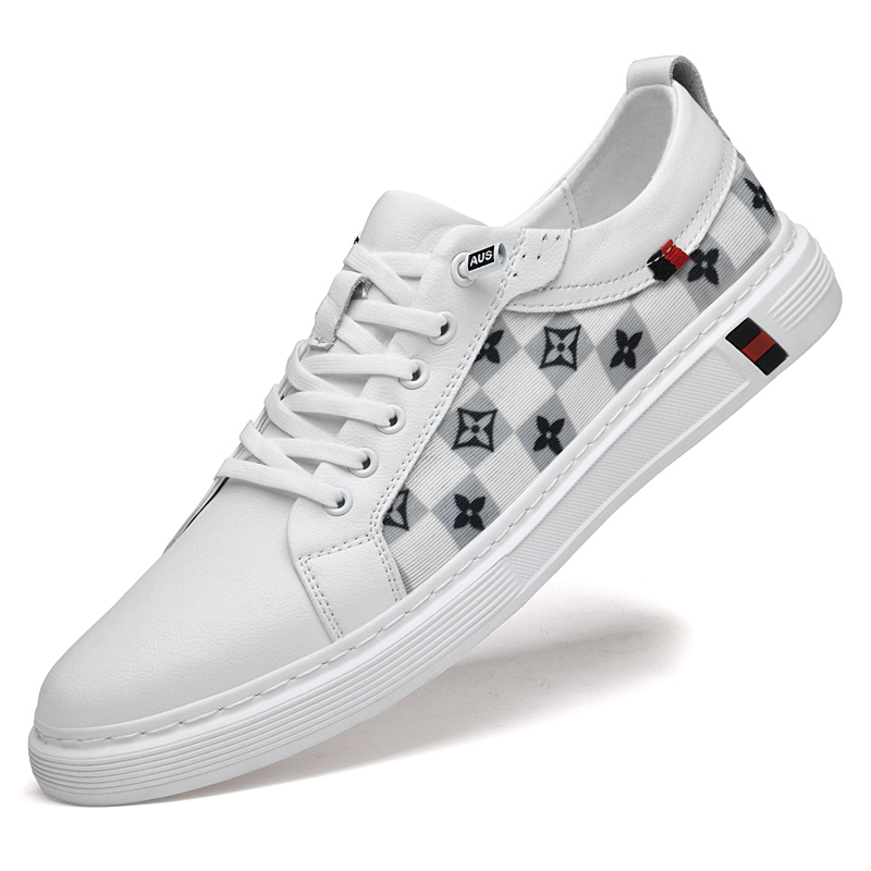 ZR0820新款板鞋二层牛皮+网布。黑色，白色38--45批