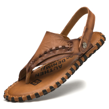 ZR2072手工夹角拖鞋，批105元，38-45暗棕 ，浅棕