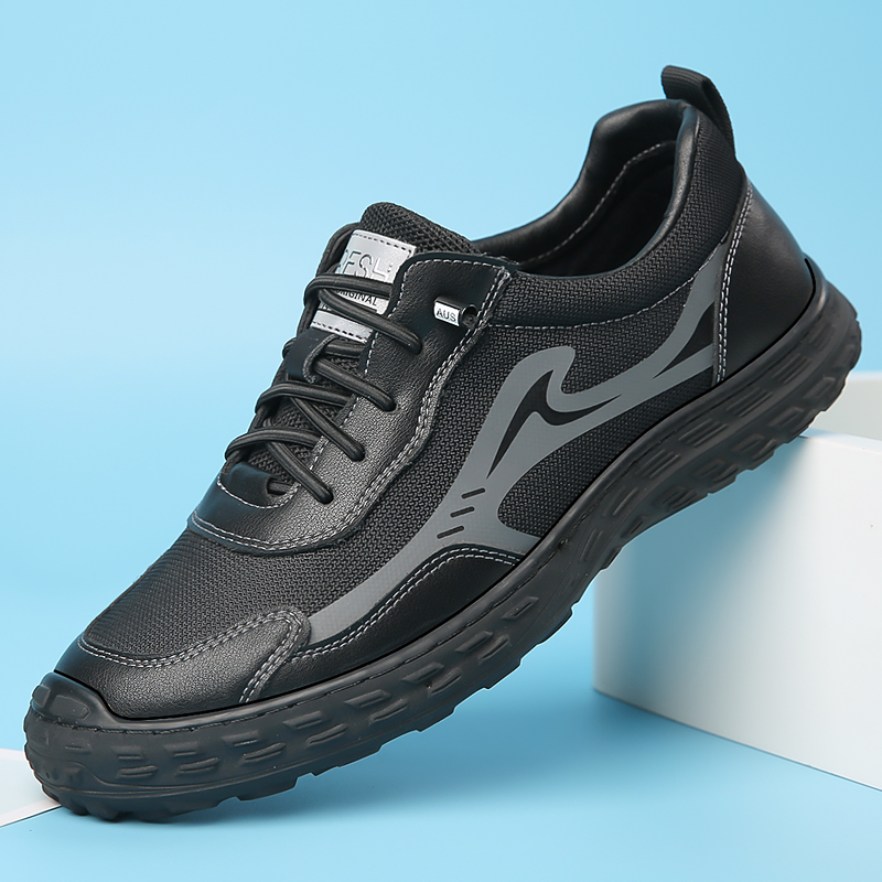 新款33L3681高品质真皮网面鞋 潮流男鞋38-44黑色，