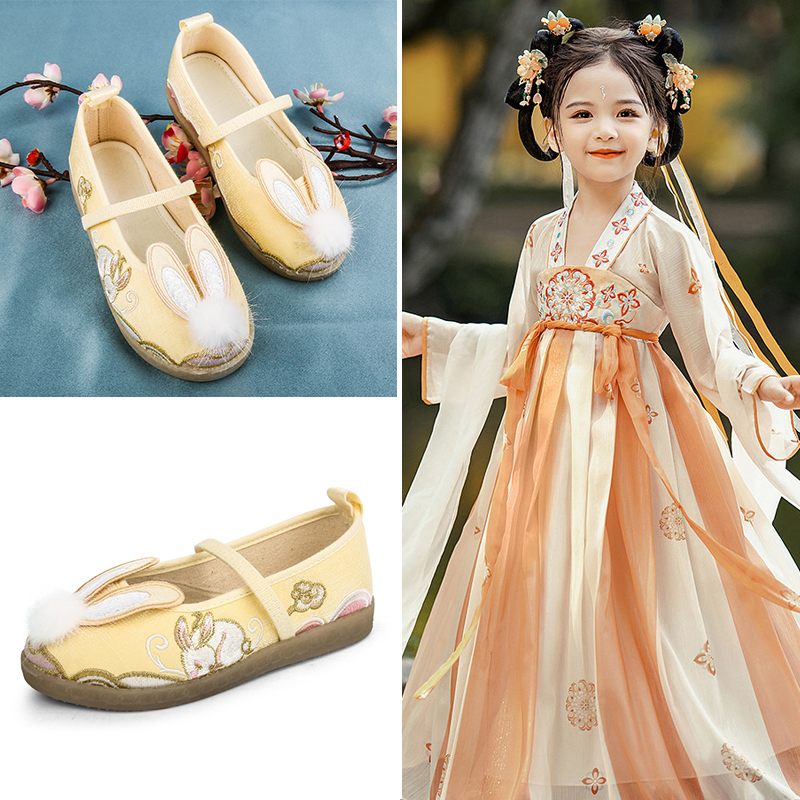汉服鞋子女童绣花鞋老北京儿童手工布鞋古装学生童鞋宝宝中国风