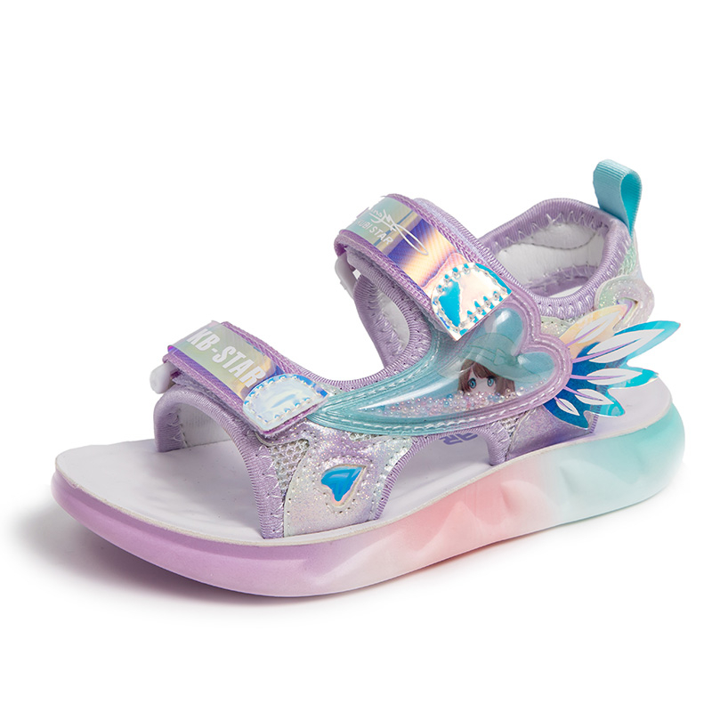 可代发女童凉鞋2023夏季新款时尚亮片公主鞋软底防滑儿童沙滩