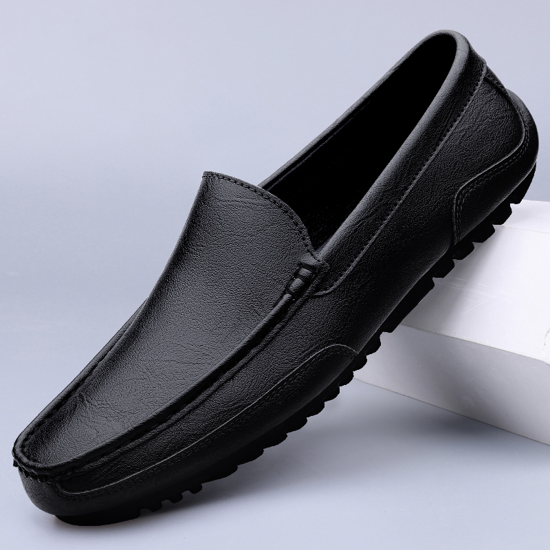 QLJ0002新款商务真皮鞋男豆豆鞋男38-44黑色，蓝色，
