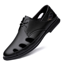 XY8656黑色套脚-8657黑色细带二层皮凉鞋38-44皮