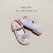 儿童水晶鞋2023迪士尼秋季新款女童单鞋洋气软底爱莎公主鞋