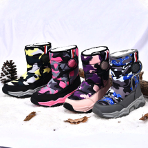 冬季儿童雪地靴加绒加厚保暖中大童棉鞋男童迷彩棉鞋女童运动鞋