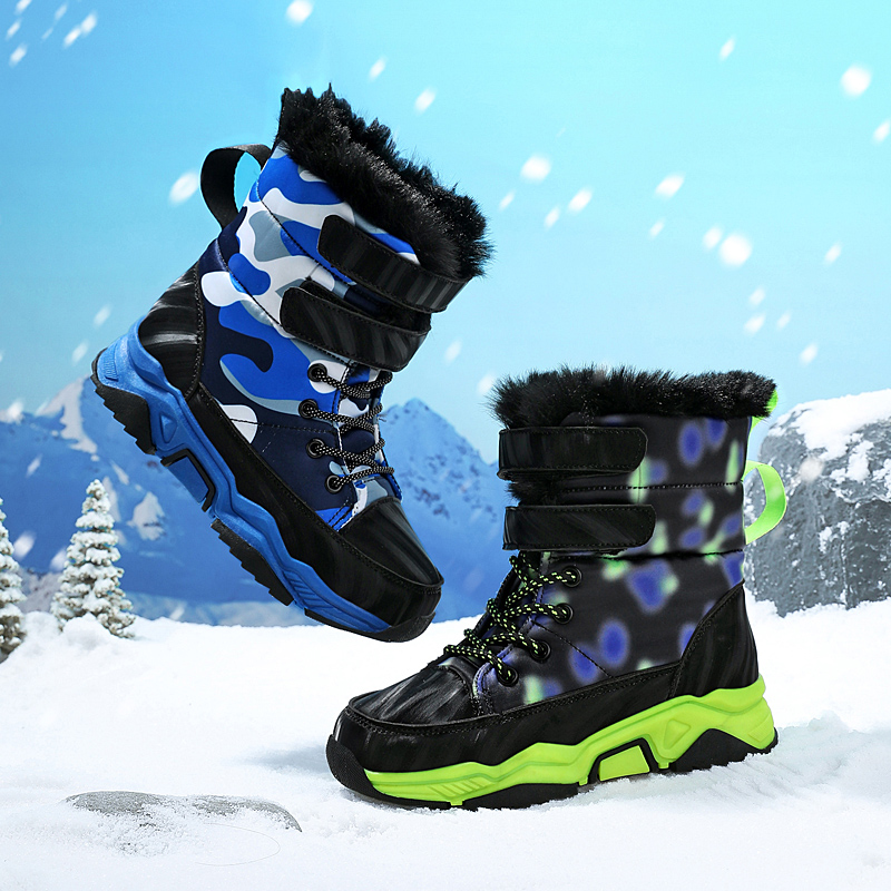 儿童冬季雪地靴男童棉鞋加绒加厚高帮棉鞋跨境外贸童鞋