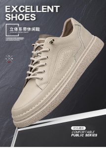 ZY2022公版男鞋 材料：真皮  颜色：卡其  沙色   