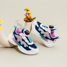 迪士尼旋转纽扣儿童休闲鞋女童透气软底防滑鞋