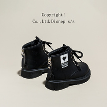 迪士尼儿童马丁靴2023秋冬新款女童走秀短靴子男童帅气户外